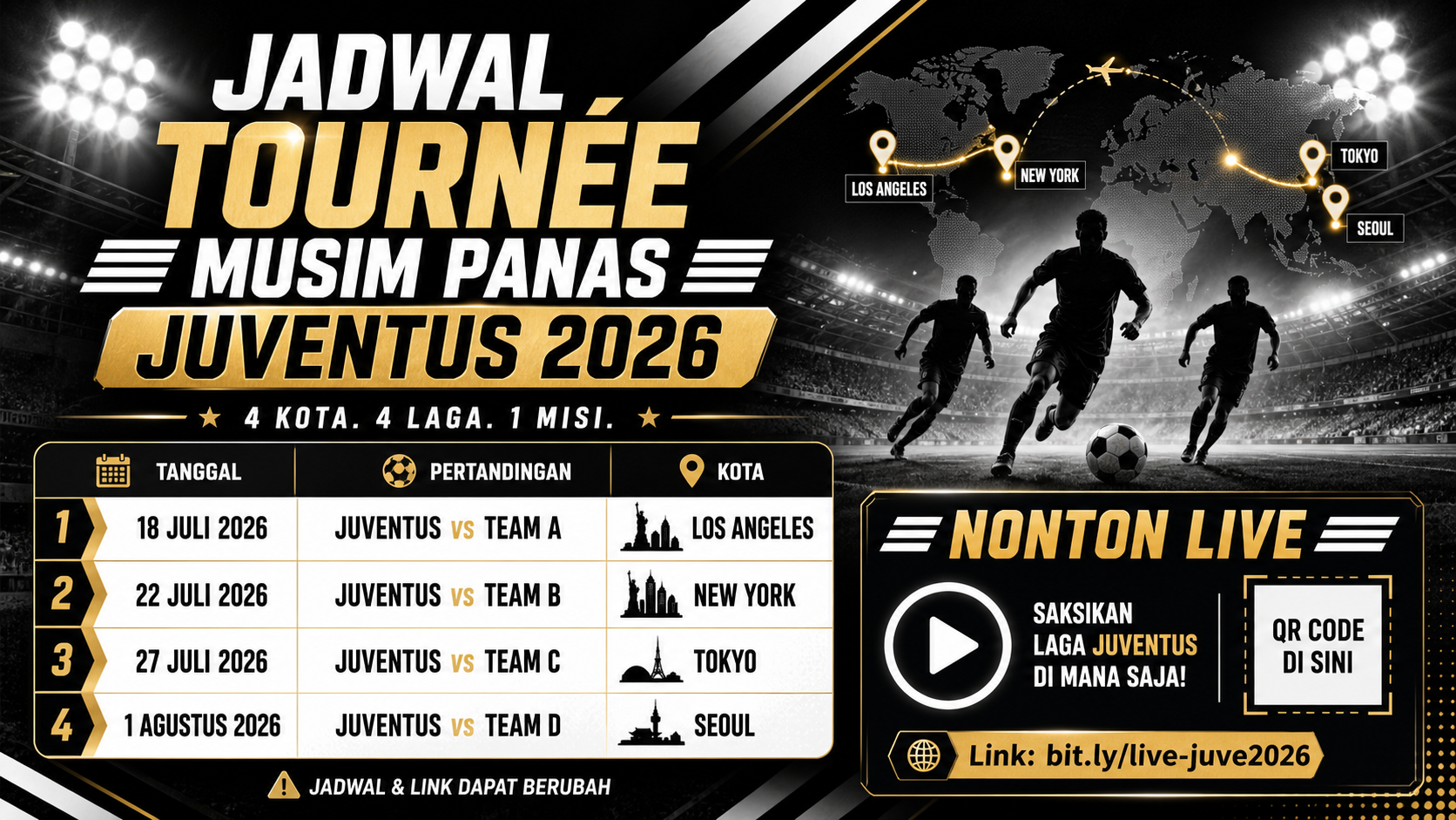 Jadwal Tournée Musim Panas Juventus 2026 dan Link Nonton Live - juventus