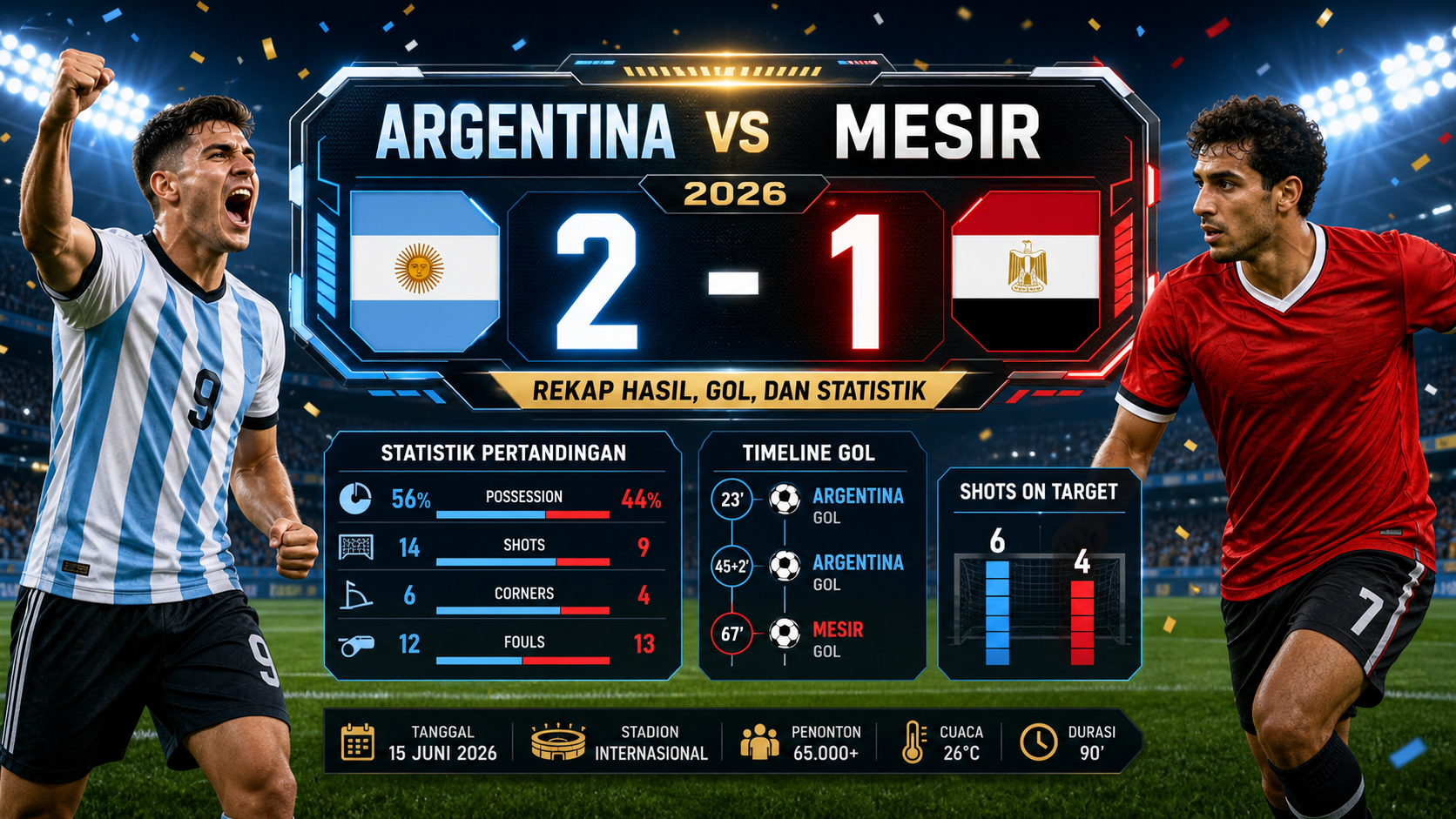 Skor Argentina vs Mesir: Rekap Hasil, Gol, dan Statistik 2026 - argentina