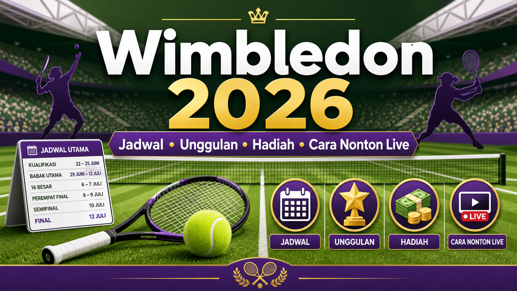 Wimbledon 2026: Jadwal, Unggulan, Hadiah, dan Cara Nonton Live - wimbledon