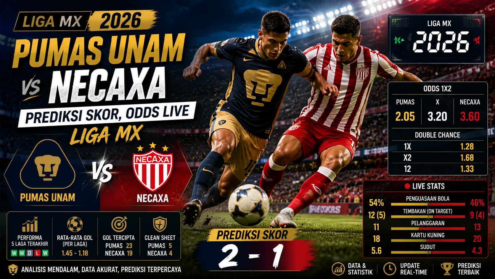Pumas UNAM vs Necaxa 2026: Prediksi Skor, Odds Live Liga MX - pumas