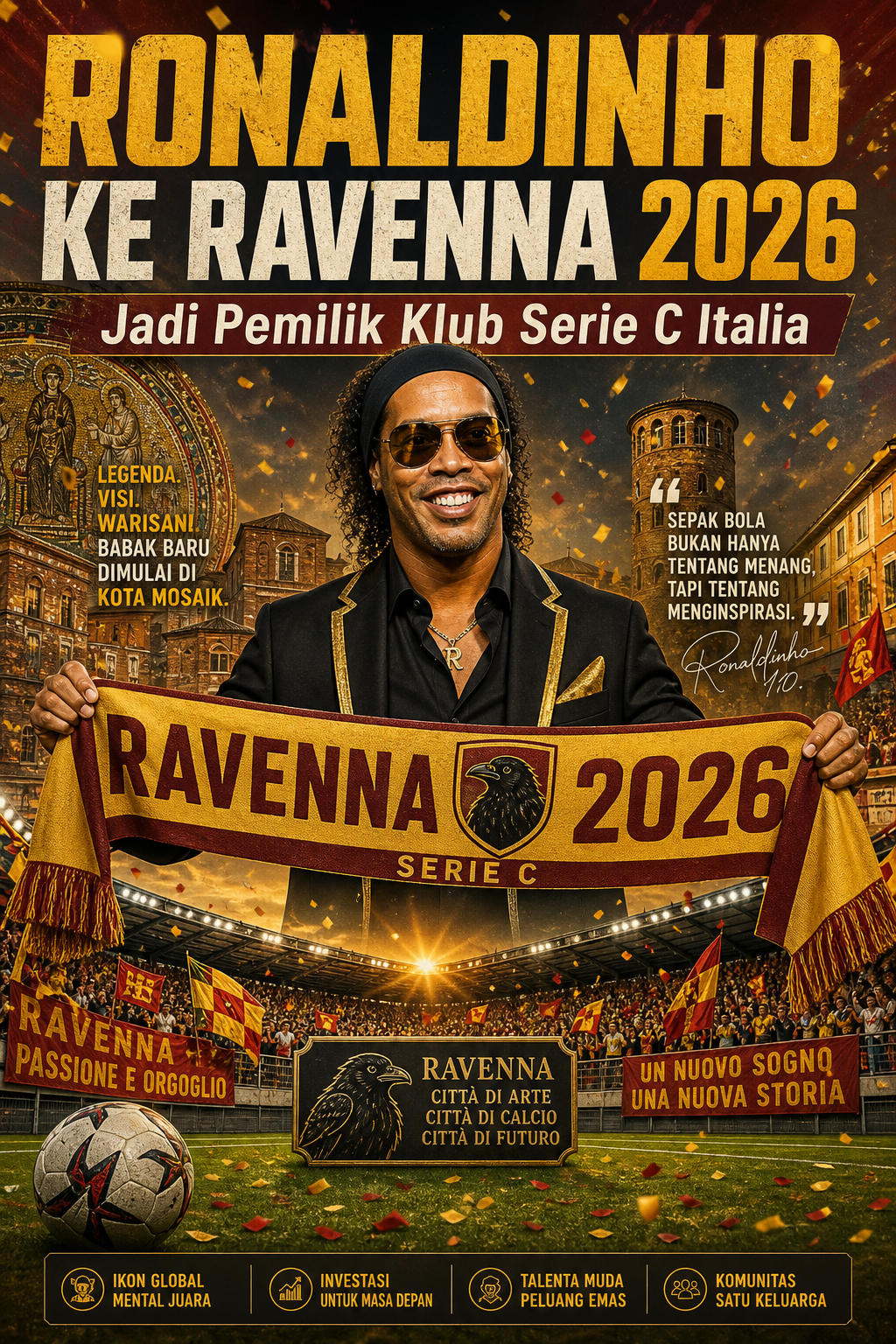 Ronaldinho ke Ravenna 2026: Jadi Pemilik Klub Serie C Italia - ronaldinho
