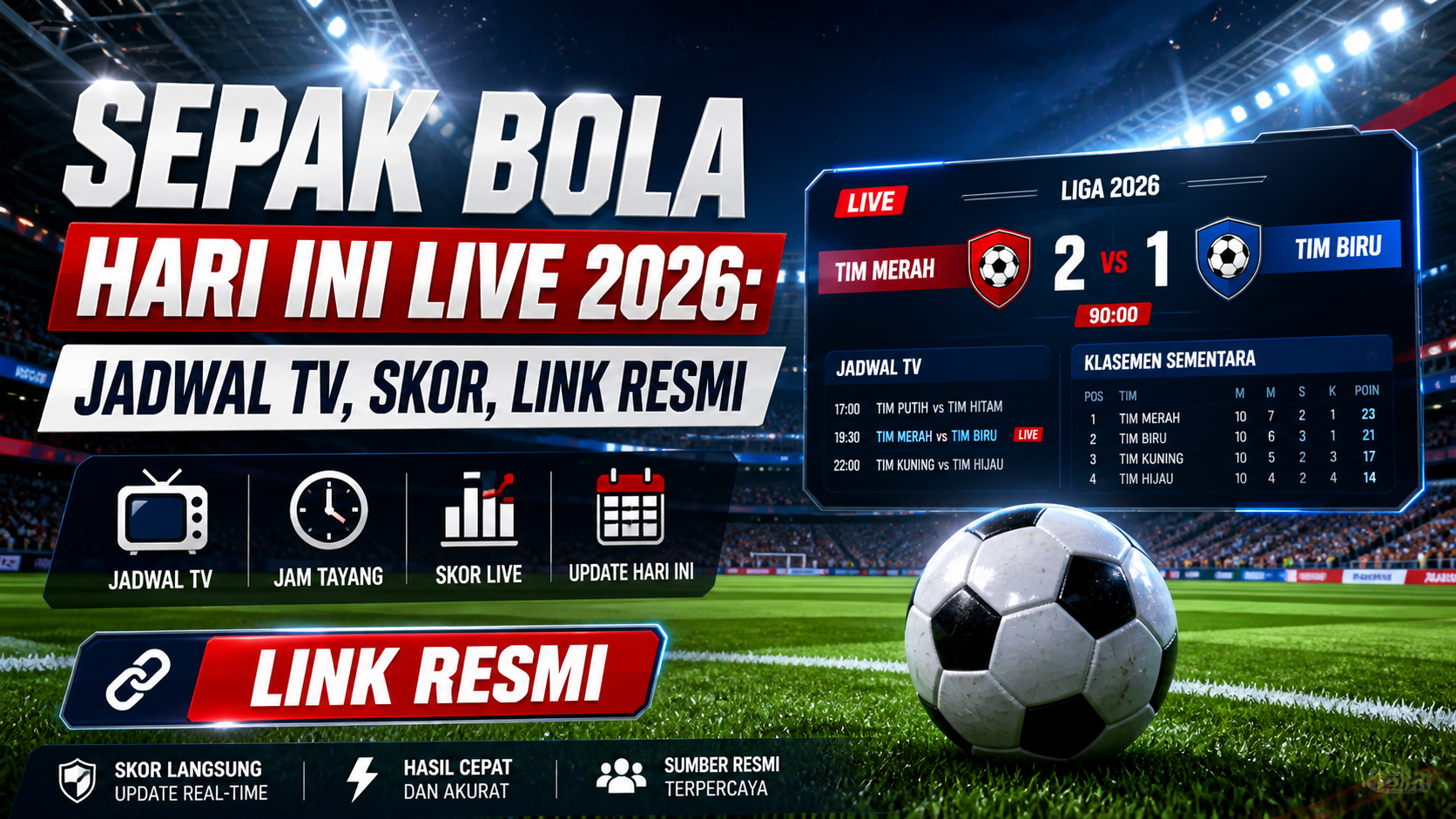 Sepak Bola Hari Ini Live 2026: Jadwal TV, Skor, Link Resmi - bola