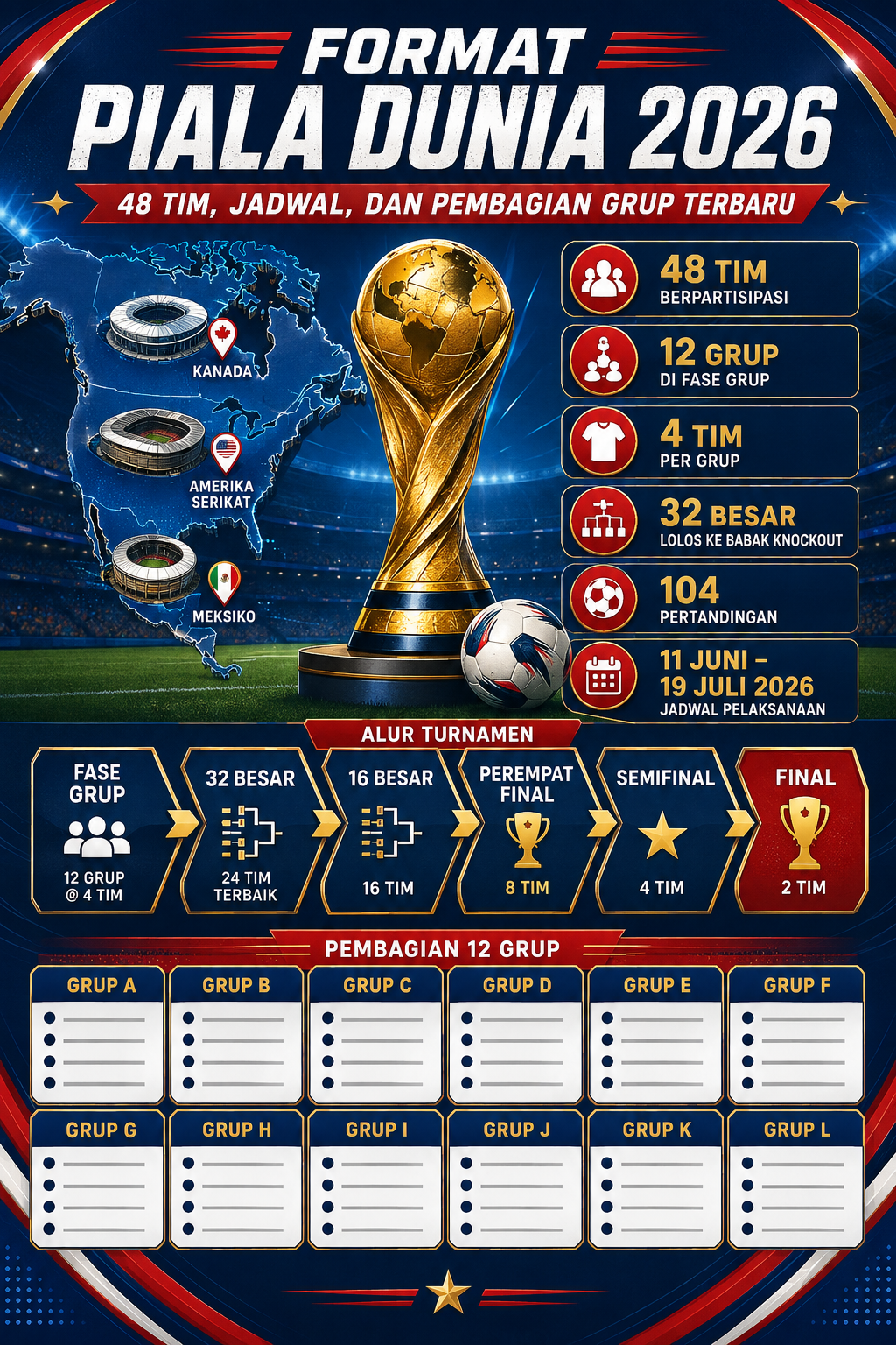 Format Piala Dunia 2026: 48 Tim, Jadwal, dan Pembagian Grup Terbaru - piala